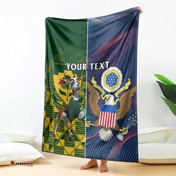 Custom South Africa And United States Rugby Blanket Springboks Combine Eagles