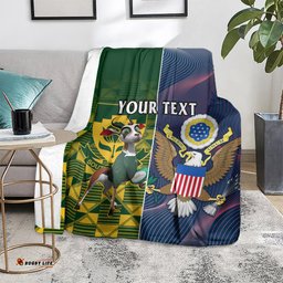 Custom South Africa And United States Rugby Blanket Springboks Combine Eagles