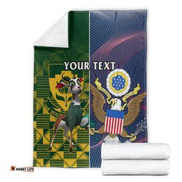 Custom South Africa And United States Rugby Blanket Springboks Combine Eagles