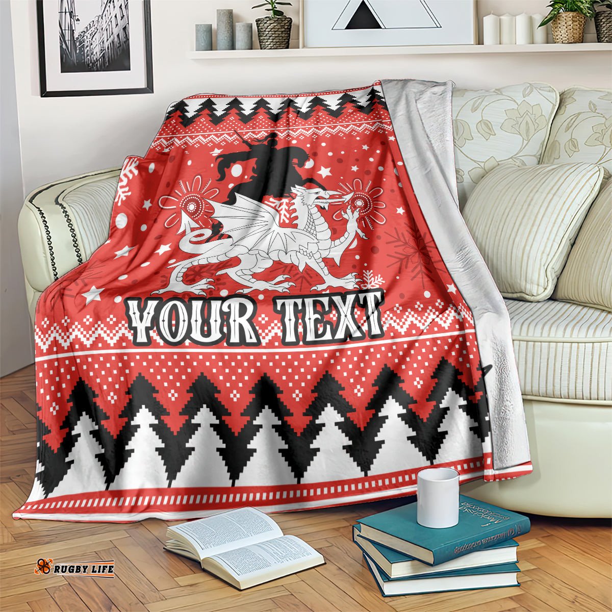 Custom Dragons Rugby Blanket Chirstmas Vibe