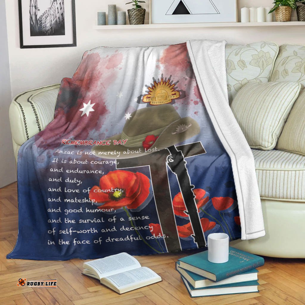 Custom ANZAC Day Remembrance Day Qoute Premium Blanket