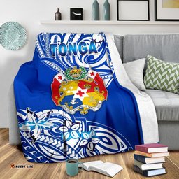 Mate Ma'a Tonga Rugby Premium Blanket Polynesian Unique Vibes Blue