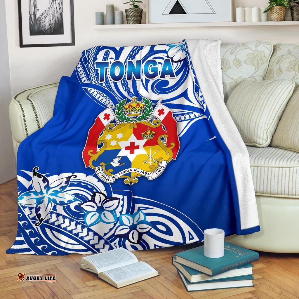 Mate Ma'a Tonga Rugby Premium Blanket Polynesian Unique Vibes Blue
