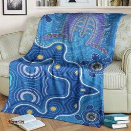 Aboriginal Blanket Aboriginal Dot Painting Turtle Blue