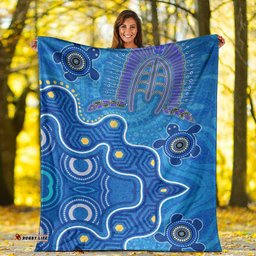 Aboriginal Blanket Aboriginal Dot Painting Turtle Blue