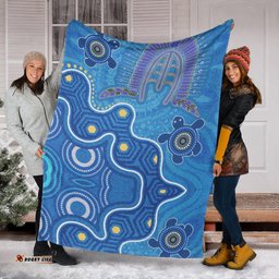 Aboriginal Blanket Aboriginal Dot Painting Turtle Blue