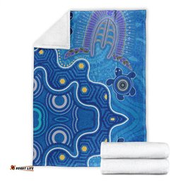 Aboriginal Blanket Aboriginal Dot Painting Turtle Blue