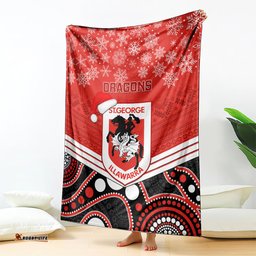 Custom Dragons Rugby Christmas Blanket Merry Xmas Mix Aboriginal Art