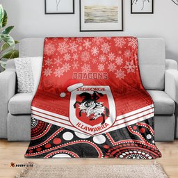 Custom Dragons Rugby Christmas Blanket Merry Xmas Mix Aboriginal Art