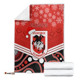 Custom Dragons Rugby Christmas Blanket Merry Xmas Mix Aboriginal Art