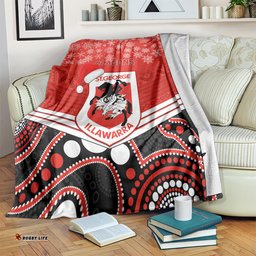 Custom Dragons Rugby Christmas Blanket Merry Xmas Mix Aboriginal Art