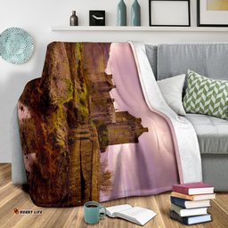 Scotland Eilean Donan Castle Pink Sky Blanket