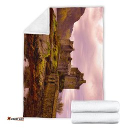 Scotland Eilean Donan Castle Pink Sky Blanket