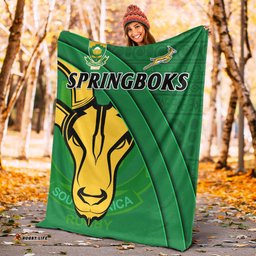 South Africa Rugby Premium Blanket Bokke Springboks With African Pattern Stronger Together