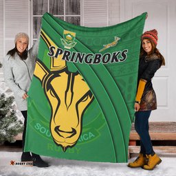 South Africa Rugby Premium Blanket Bokke Springboks With African Pattern Stronger Together