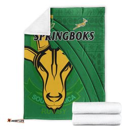 South Africa Rugby Premium Blanket Bokke Springboks With African Pattern Stronger Together