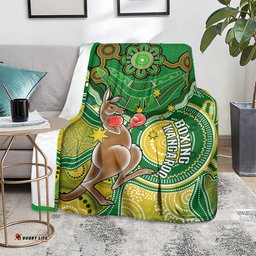 Personalised Australia Boxing Kangaroo Blanket Aussie Indigenous Art Mix National Color 02