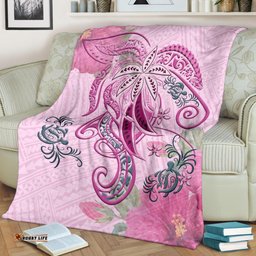 Polynesian Tribal Turtle Flowers Blanket