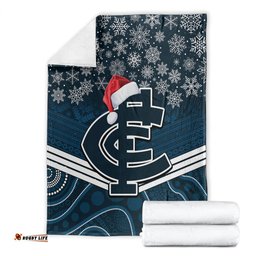 Custom Blues Football Christmas Blanket Merry Xmas Mix Aboriginal Art