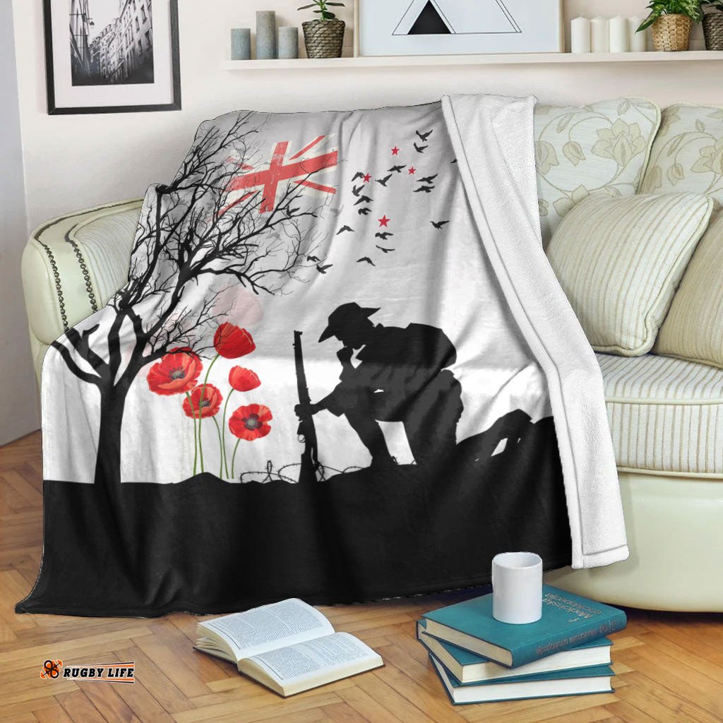 New Zealand ANZAC Lest We Forget Remebrance Day White Premium Blanket