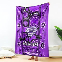 Custom Hobart Hurricanes Cricket Blanket Happy Australia Day Aboriginal Art