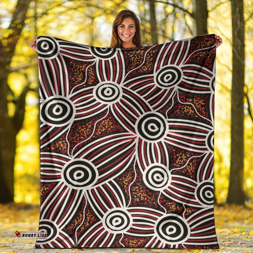 Australia Aboriginal Premium Blanket Indigenous Symbol Dot Painting Art Ver 16