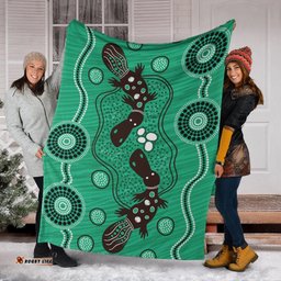 Australia Aboriginal Premium Blanket Indigenous Platypus Ver 12