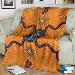 Australia Aboriginal Premium Blanket Indigenous Symbol Dot Painting Art Ver 13