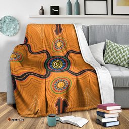 Australia Aboriginal Premium Blanket Indigenous Symbol Dot Painting Art Ver 13