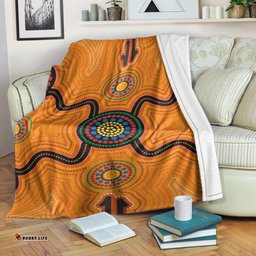 Australia Aboriginal Premium Blanket Indigenous Symbol Dot Painting Art Ver 13