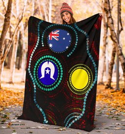 Premium Blanket, Aboriginal Dot Painting and Flag