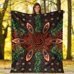 Australia Aboriginal Premium Blanket Indigenous Symbol Leaf Ver 1