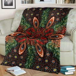Australia Aboriginal Premium Blanket Indigenous Symbol Leaf Ver 1