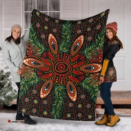 Australia Aboriginal Premium Blanket Indigenous Symbol Leaf Ver 1