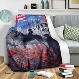 ANZAC Day Lest We Forget Vintage Poppies Premium Blanket