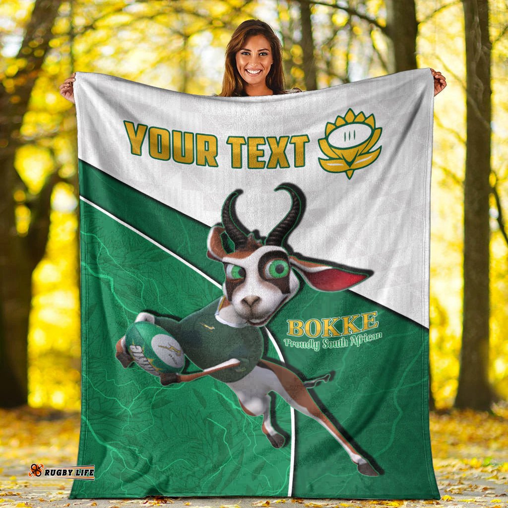 Custom Personalised South Africa Rugby Premium Blanket Proudly Springboks Cartoon Bokke African Pattern 05