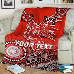 Custom Personalised Dragons Rugby Aboriginal Art Blanket