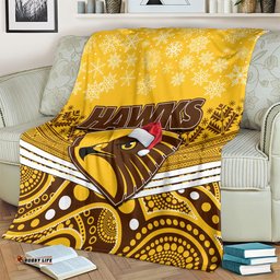 Hawthorn Football Christmas Blanket Merry Xmas Mix Aboriginal Art