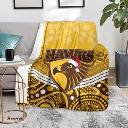 Hawthorn Football Christmas Blanket Merry Xmas Mix Aboriginal Art