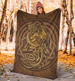 Celtic Vintage Dragon With Knot Premium Blanket