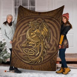 Celtic Vintage Dragon With Knot Premium Blanket