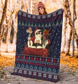 Celtic Ugly Christmas Premium Blanket Gangster Santa with Reindeer