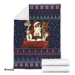 Celtic Ugly Christmas Premium Blanket Gangster Santa with Reindeer