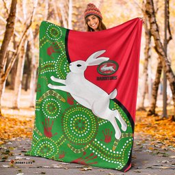 Australia Rabbitohs Premium Blanket NAIDOC Pattern With Rabbits