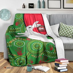 Australia Rabbitohs Premium Blanket NAIDOC Pattern With Rabbits