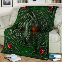 Celtic Dragon With Celtic Knot Premium Blanket Green