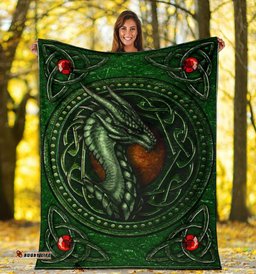 Celtic Dragon With Celtic Knot Premium Blanket Green
