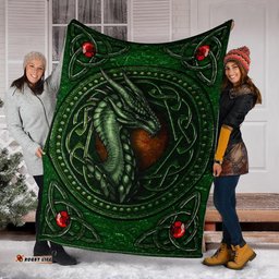 Celtic Dragon With Celtic Knot Premium Blanket Green