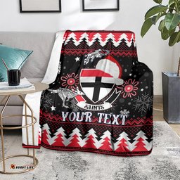 Custom St Kilda Saints Football Blanket Christmas Vibe