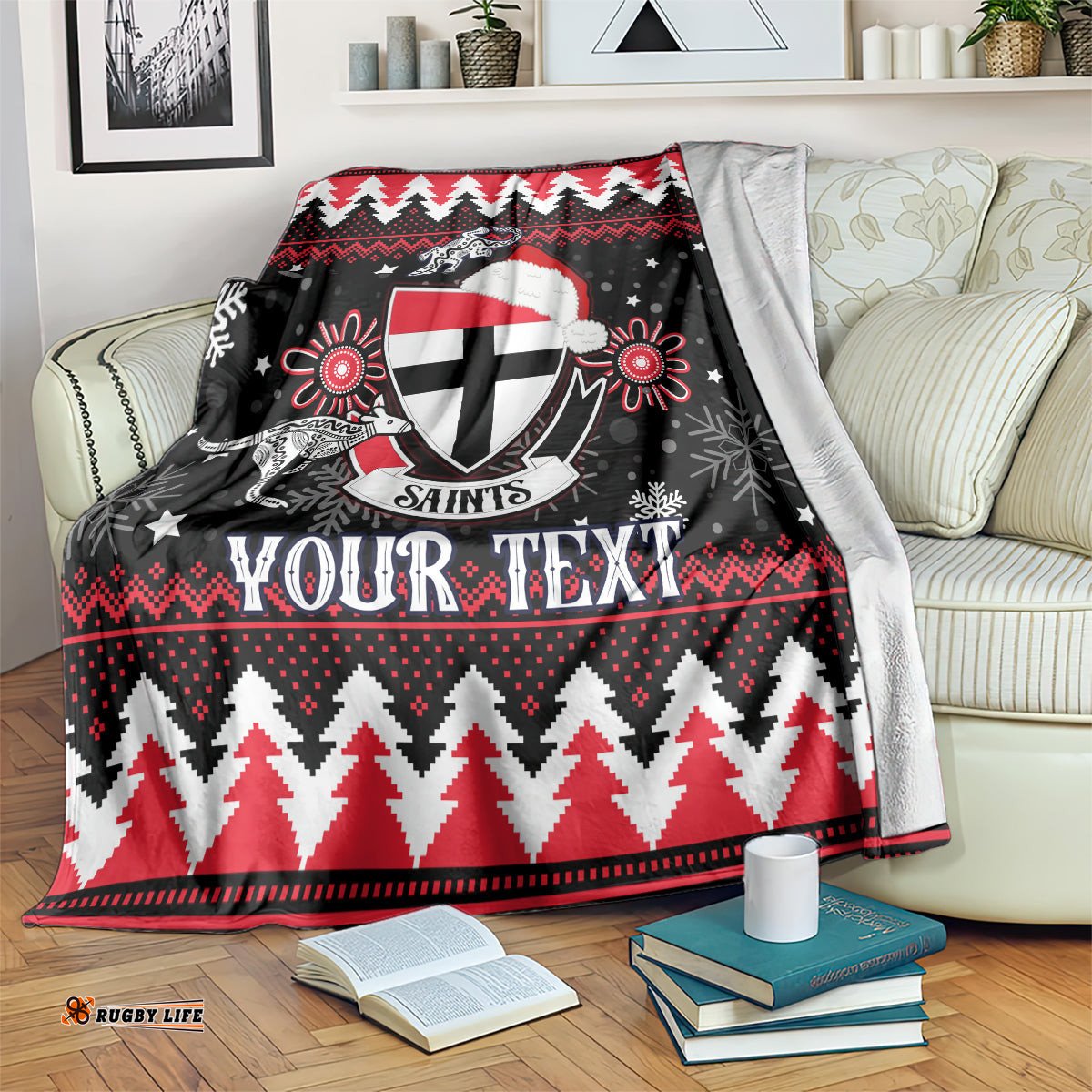 Custom St Kilda Saints Football Blanket Christmas Vibe